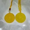 Colgante Bagua Dragón y Fénix de Ágata Amarilla Natural, Colgante Estilo Chino, Cadena para Suéter, Joyería Colgante Unisex, Joyería de Dragón y Caballo