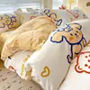 Juego de Cuatro Piezas de Algodón Puro Cepillado Fresco y Sencillo Grado A Materno e Infantil, Sábana Amigable con la Piel, Funda de Edredón de Algodón Lavado, Juego de Tres Piezas para Dormitorio Estudiantil