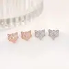 Pendientes de Plata de Ley S925, Lindos Pendientes de Zorro con Diamantes, Accesorios de Moda Coreana, Joyería para Mujer, Pendientes Versátiles