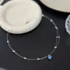 Zircón Azul Lágrimas de Sirena Zircón Azul Cielo Estrellado Perla Hilo de Pescar Collar Cadena Invisible de Lujo Ligero para Niña Cadena de Clavícula