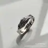 Anillo Vintage de Granate Pixiu para Hombre, Anillo Individual de Plata Tailandesa con Sutra del Corazón para Hombre, Anillo Abierto de Corindón Rojo Sapo Dorado al por Mayor
