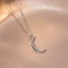 Collar de mujer estilo coreano transfronterizo con forma de estrella y luna, personalizado, sencillo, con incrustaciones de diamantes, estilo coreano pequeño, cadena de clavícula, joyería