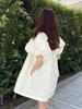 Qianghe Estilo Japonés Estilo Primavera y Verano Elegante Retro Moderno Femenino Manga Abullonada Vestido Línea A Suelto y Cómodo Falda Larga