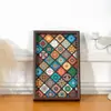 Bandeja de té retro, Joyero, Marco de fotos rectangular de madera, Bandeja de almacenamiento para copas de vino y té, Regalo del Día de la Madre