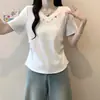 2026 Verano Nuevo Estilo Tallas Grandes Mujer Dulce y a la Moda Estampado de Dibujos Animados Cintura Ceñida Mangas Cortas Curvas Camiseta Base