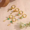 Pendientes Colgantes de Piedra Natural Estilo Ins Transfronterizos Pendientes Versátiles Nuevos Otoño e Invierno Europeos y Americanos Pendientes de Turquesa Azul Oro de 18K para Mujer