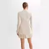 Falda de Punto con Volantes y Correa de Lazo Europea y Americana Transfronteriza, Vestido Pequeño Fragante con Botones de Perla en Bolsillo