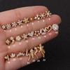 Brincos de haste fina de 0,8 x 6 mm em ouro rosa, venda imperdível, brincos de haste fina de aço inoxidável com microincrustações de zircônia, pregos de osso de orelha