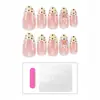 Bestseller Transfronterizo Uñas Portátiles Hechas a Mano Francesas Degradado Nude Flores 3D Puntos Ojo de Gato Estilo Chica Picante Puntas para Uñas