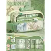 Bolsa para Lápices Guofeng Caja de Papelería de Gran Capacidad Caja de Lápices Transparente Bolsa de Papelería Estilo Chino Antiguo para Niña Bolsa para Lápices Vintage