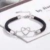 Pulseras de Moda Estilo Coreano con Forma de Corazón para Niñas, un Par de Pulseras Sencillas Trenzadas con Hilo Rojo para Parejas de Hombres, Venta al por Mayor de una Pieza Estilo Pareja