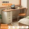 Escritorio estrecho de pared para estudiantes, escritorio de escritura para estudio en casa con estantería integrada, escritorio pequeño para computadora, mesa larga para dormitorio o mesita de noche