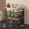 Estante de Almacenamiento de Escritorio Cafetera Bolsita de Té Portavasos Tipo Cajón Cesta de Almacenamiento a Prueba de Polvo Encimera Mesa de Comedor Armario Estante de Almacenamiento