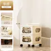 Carrito de almacenamiento móvil multicapa con forma de oso, organizador de juguetes de dibujos animados multifuncional para dormitorio, sala de estar, niños, armario de almacenamiento de plástico