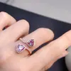 Anillo de Cristal Cultivado Alexander Piedra Principal Limpia 6mm Anillo de Valor Tamaño Ajustable! Plata S925 Incrustada