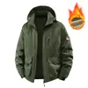 Jaqueta casual grossa e quente de outono e inverno para homens, casaco de algodão com forro de fleece para homens de meia-idade