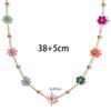 Collar vintage con cuentas de flores de colores, pulsera, gargantilla de flores pequeñas para chica dopamina, cadena de clavícula de acero de titanio para verano