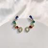 Pendientes de botón de plata S925 con forma de lágrima de color diamante para mujer, geométricos, de lujo ligero, nicho, con temperamento, diseño moderno, de alta gama