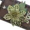 Decorações de Natal 13cm pó dourado simulação flor de Natal pó pegajoso flor oca guirlanda de árvore de Natal pingente de vime
