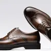 Zapatos de Cuero Brogue para Hombre, Zapatos Formales de Cuero Británicos, Zapatos de Boda para Hombre, Zapatos Casual de Negocios con Suela Gruesa para Hombre, Modernos