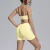 Top esportivo com costas cruzadas e sem bojo, conjunto de roupas de yoga sem costura, conjunto de shorts de secagem rápida e justo para levantar o bumbum, roupas de corrida e fitness de secagem rápida
