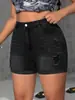 Ropa europea y americana para mujer transfronteriza, nuevos shorts casuales de mezclilla rasgada de moda de verano, shorts con dobladillo enrollado, mezclilla elástica con dobladillo enrollado