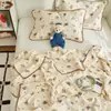 Manta de Gasa Arrugada de Algodón Puro, Colcha de Verano Infantil de Algodón con Dibujos Animados, Manta para Siesta en la Oficina, Manta de Cama para Aire Acondicionado