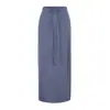 Falda de punto gris para mujer con cintura elástica, ajustada a la cadera, corte recto, holgada, casual, falda larga/falda midi versátil