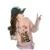 Camiseta de Algodón Puro con Parches de Encaje Súper Caliente de Verano para Mujer Estilo Retro Americano Estampado de Dibujos Animados Holgada Casual Top Falso de Dos Piezas