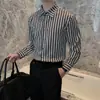 Nova Camisa Floral Longa da Moda para Homens 2025 Moda Celebridade da Internet Jovem Ligeiramente Solta Camisa Cabeleireiro Estiloso