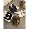 Zapatos Mary Jane de Piel Grises para Ropa de Abrigo de Invierno para Mujer Zapatos de Lana de Nuevo Estilo Coreano para Mujer Planos Zapatos Cálidos de Algodón Forrados de Polar