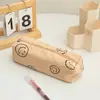Estilo Ins Veludo Cotelê Sorriso Estojo Lápis Grande Capacidade Simples Resistente à Sujeira Durável Estojo de Papelaria Caixa de Lápis para Estudante Bolsa de Armazenamento