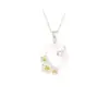 Collar Ping'an Kou Flor de Jazmín para Mujer Nuevo Estilo Chino Lujo Ligero Calcedonia Flor de Jazmín Ping'an Kou Cadena para Clavícula Regalo para Mamá