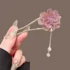 Novo Grampo de Cabelo Elegante Estilo Chinês com Rosa para Mulheres, Grampo em Forma de U para a Parte de Trás da Cabeça, Artefato de Grampo de Cabelo, Acessórios de Cabelo Modernos de Alta Qualidade, Estilo Chinês