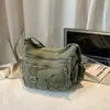 Bolso de hombro retro de mezclilla, relajado y casual, bolso cruzado de patrón de estrella retro americano, perfecto para estudiantes y para escapadas de fin de semana