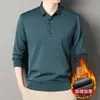 Camiseta de Invierno 2025 para Hombre, Estilo Falso Dos Piezas con Forro de Polar, Cuello Camisero, Holgada, Casual, Engrosada, Base para Hombres de Mediana Edad