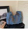Bolsa Tote de Sarja, Simples, Casual e Fashion, Bolsa Transversal, Bolsa de Ombro de Grande Capacidade Estilo Coreano, Nova Bolsa Feminina de Axila