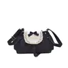 Bolso de hombro de encaje dulce de lunares estilo coreano, bolso cruzado lindo con lazo, bolso de hombro con solapa y cordón