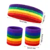Diadema deportiva de arcoíris para correr al aire libre, fitness, deportes, banda para el sudor de toalla, yoga, pañuelo para la cabeza de baloncesto, cinta para el pelo