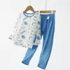 Pijama Modal Infantil para Meninos, Verão Fino Estilo Cartoon, Roupa de Ar Condicionado Classe A, Conjunto para Casa para Crianças Maiores