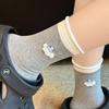 Calcetines de media caña holgados para mujer, estilo coreano Ins, con borde enrollado, de perro estrella, lindos, con cabeza de cachorro de dibujos animados, a rayas, para primavera y otoño