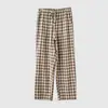 Pantalones de casa de gasa teñida en hilo de 40 hilos para pareja, de doble capa, para hombre y mujer, pantalones finos para dormir, pantalones para aire acondicionado