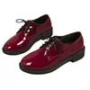 Zapatos de Cuero con Lazo Frontal de Talla Grande Transfronterizos para Mujer 2026 Primavera Nuevo Estilo Zapatos de Vestir para Mujer Estilo Británico Mocasines Brillantes para Mujer