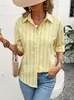 Artículo popular de exportación de Amazon: Ropa casual de mujer europea y americana, camisa a rayas de corte holgado y manga larga