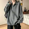 Camisa polo retro para hombre con remaches de alta resistencia, capa interior de otoño, sudadera con capucha de marca de moda, de manga corta abierta, corte holgado, estilo americano para hombre