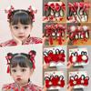 Acessórios de Cabelo de Ano Novo Tiara de Laço para Meninas Peruca Estilo Chinês para Bebê Trança Cabelo Infantil Gancho de Cabelo Vermelho Festival do Meio Outono Dinastia Han