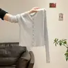 Cardigan de Punto Fino Transparente con Escote en V y Adorno de Encaje Hecho a Medida de Fábrica Manga Larga Protección Solar Nuevo Primavera/Verano 2026