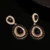 Pendientes de Colgante Lágrima Tachonados de Diamantes Estilo Retro Francés Aguja de Plata Pendientes de Botón Estilo Palacio de Moda Pendientes de Gama Alta Nicho Venta al por Mayor