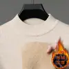 Suéter Grueso Forrado de Polar para Hombre Tallas Grandes Básico Casual Cuello Alto Suéter Base de Punto Venta Directa de Fábrica para Hombre