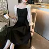 Venta Caliente Vestido de Calle de Gama Alta Estilo Suave Falda Midi Patchwork Mangas Abullonadas Versátil Falda Primer Amor Para Mujeres de Tallas Grandes